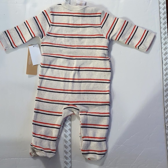 Ever& Ever Waffle Footie Cream, Red & Blue, Size Newborn with Snap Closure - Picture 2 of 9